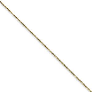 0.6mm 10k Yellow Gold Diamond Cut Solid Cable Chain Necklace, 16 Inch